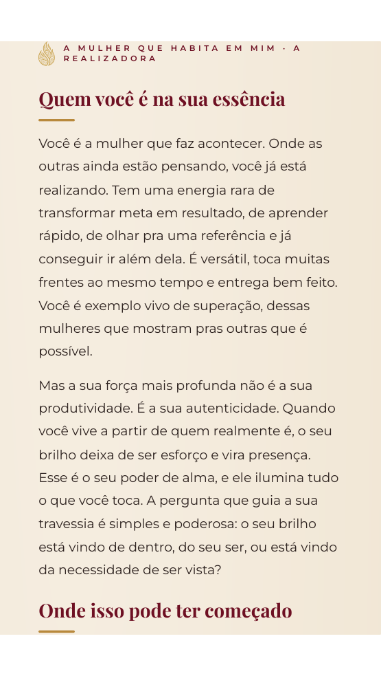 Página do Mapa: quem você é na sua essência